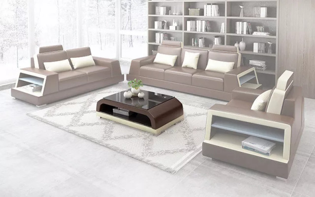 Sofagarnitur 321 Sitzer Couchtisch Ledersofa Modernes Sofa Couch Wohnlandschaft