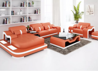 Designer Sofa Ecksofa L Form Sessel Sitzpolster Polster Wohnlandschaft Ledersofa