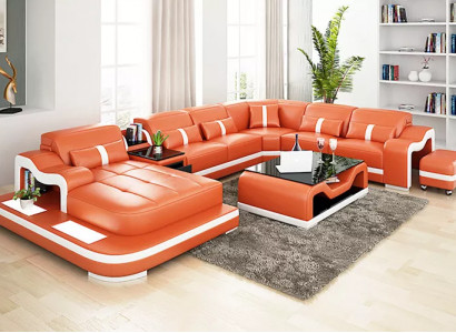 Design Ecksofa U Form Wohnlandschaft Designer Sofa Ledersofa Eckgarnitur Polster