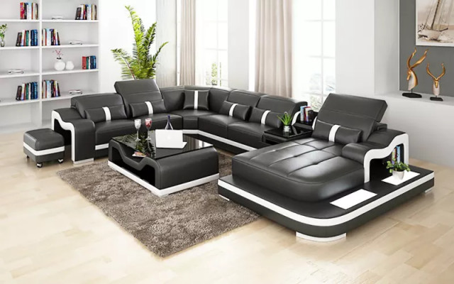 Design Ecksofa U Form Wohnlandschaft Designer Sofa Ledersofa Eckgarnitur Polster