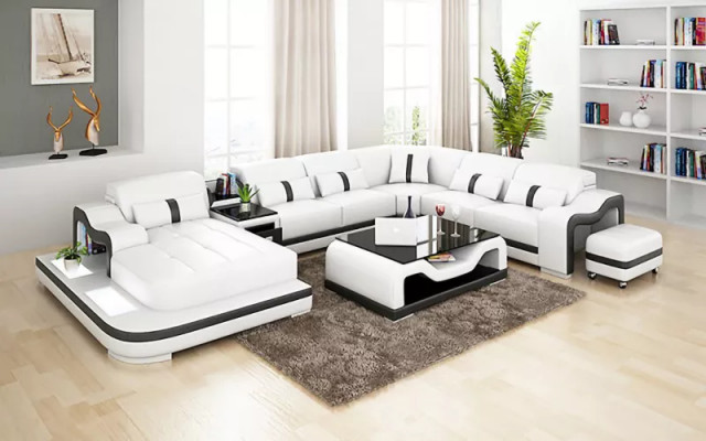 Design Ecksofa U Form Wohnlandschaft Designer Sofa Ledersofa Eckgarnitur Polster
