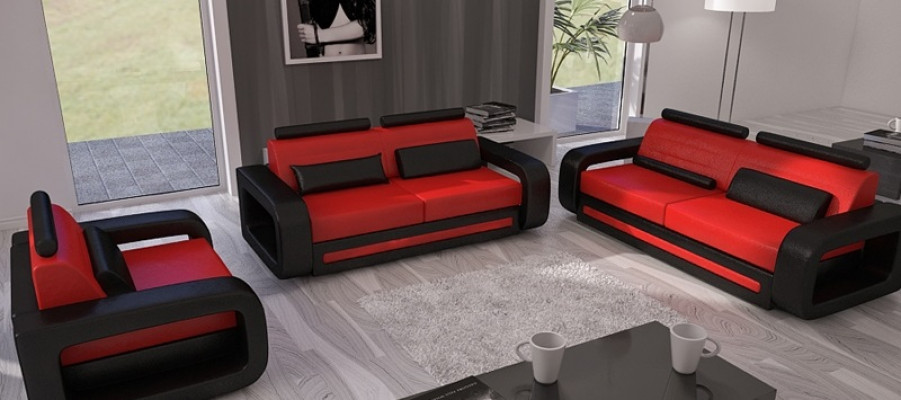 Sofagarnitur Sofa Couch Polster Leder Couchen Sofas 3+2+1 Set Davos Garnitur Neu