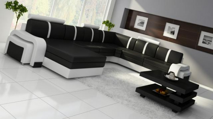 Designer Wohnlandschaft Sofa Polster Ledersofa Ecksofa Couch Ledergarnitur NEU