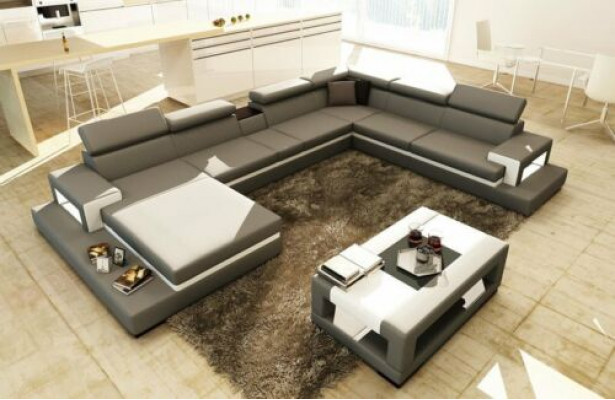 Design Leder Polster Sitz Zimmer Eck Wohn Sofa Couch XXL Designer
