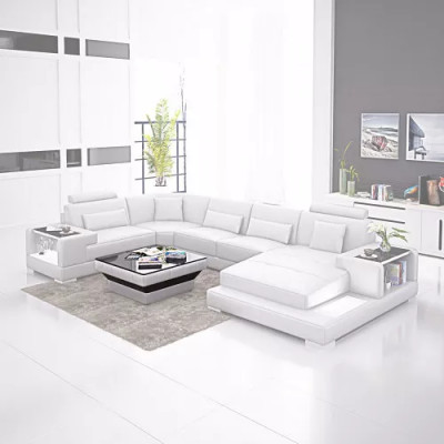 Ecksofa Wohnlandschaft Eckcouch Couchtisch Sofa LForm Ledersofa Couch Polster
