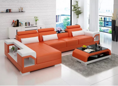 Design Eckcouch Ledergarnitur Wohnzimmer Sofa Polster Couchen Sofas Ledercouch