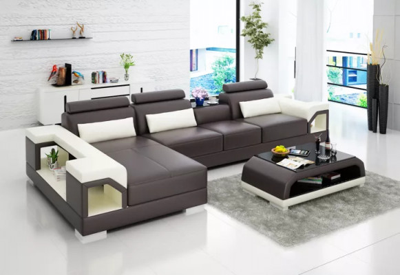 Design Eckcouch Ledergarnitur Wohnzimmer Sofa Polster Couchen Sofas Ledercouch