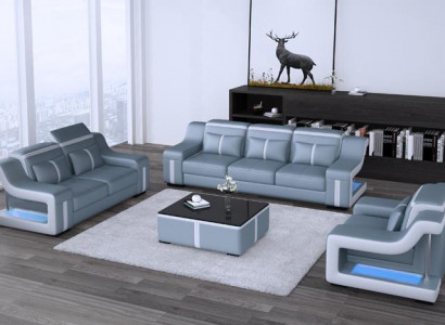 Wohnzimmer Polstergarnitur Ledersofa Couch Sofa Sitz Polster Garnituren 3+2+1