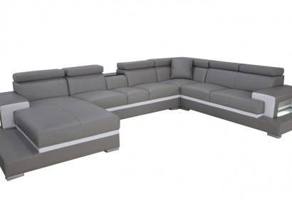 Moderne Sitz Polster Wohnlandschaft Wohnzimmer Polster Ecke Couch USB + Licht