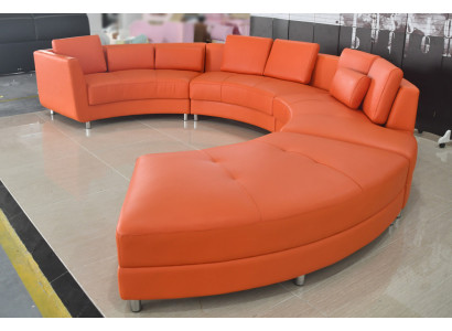 Ledersofa Sofa Modernes Polster Leder Runde Wohnlandschaft Ecksofa Runde Couch