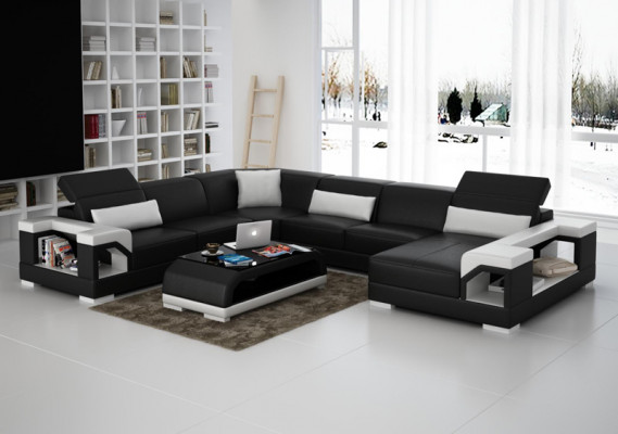 Ledersofa Couch Wohnlandschaft Ecksofa Eck Garnitur Design Modern Sofa G8014 Neu
