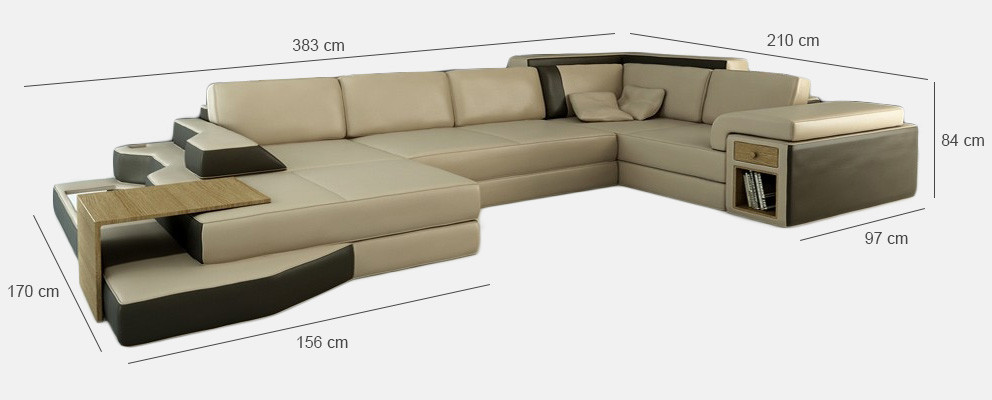 XXL Design Big Sofa mit USB Ecksofa Couch Wohlandschaft U Form Leder Textil Ecke