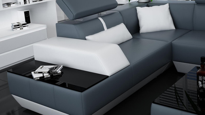 Ledersofa Sofa Couch Wohnlandschaft Ecksofa Garnitur Design Modern Sofa K5015
