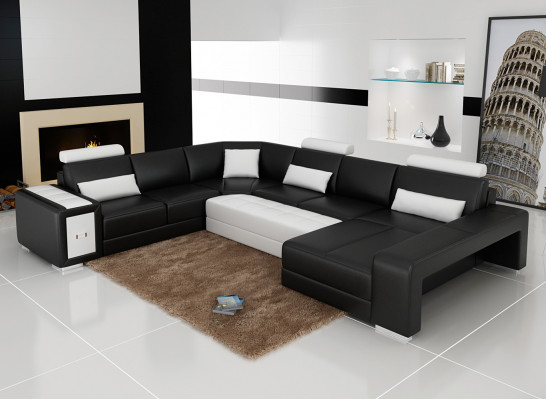 Ledersofa Couch Wohnlandschaft Ecksofa Modern Eck Dekor Design Garnitur