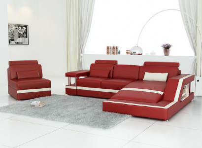 LEDERSOFA XXL WOHNLANDSCHAFT GARNITUR ECKCOUCH LEDER GARNITUR mit USB POLSTER