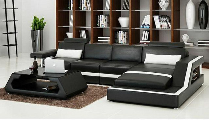 LEDERSOFA XXL WOHNLANDSCHAFT GARNITUR ECKCOUCH LEDER GARNITUR mit USB POLSTER