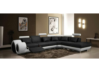 LEDERSOFA LEDERCOUCH mit USB GARNITUR SOFA WOHNLANDSCHAFT SCHWARZ/WEIß Couch Neu