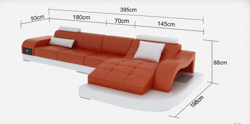 Leder Eck Sofa mit USB Wohnlandschaft Luxus Garnitur Ecke Sofas Couchen Polster