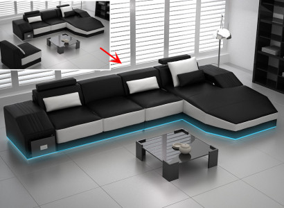 Ledersofa mit USB,Wohnlandschaft Ecksofa Eck Garnitur Design Modern Sofa L6003C