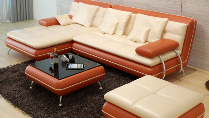 Ledersofa Couch Wohnlandschaft Ecksofa Eck Garnitur Design Modern Sofa Neu F3015