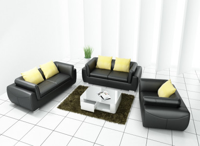 Ledersofa Couch Wohnlandschaft 3+2+1 Sitzer Garnitur Design Modern Sofa F_3014D