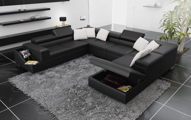 Ledersofa Sofa Couch Wohnlandschaft Ecksofa Eck Garnitur Design Modern U K5006