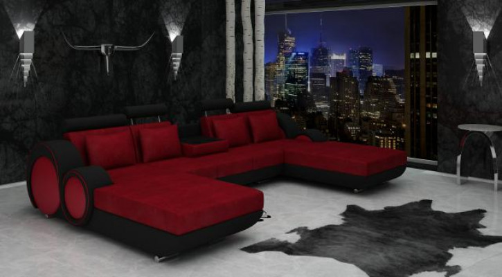 Textilsofa U-Form Couch Ecksofa Designer Sofa Garnitur 2 Liegen Stoffsofa Berlin
