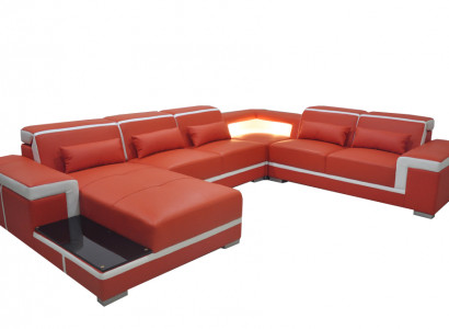 Komfortables XXL Ledersofa mit innovativer Ergonomie und LED-Beleuchtung