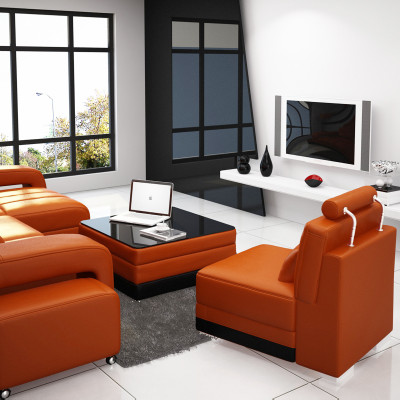 Ledersofa Couch Wohnlandschaft Ecksofa Eck Garnitur Design Modern Sofa F3017C