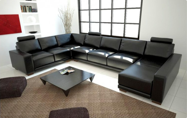 Ledersofa Couch Wohnlandschaft Ecksofa Eck Garnitur Design Modern Sofa mit USB