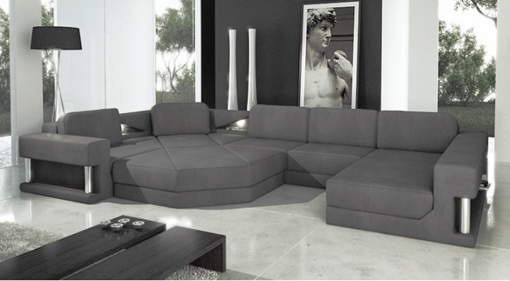 Modern Ecksofa USB LED Couch Polster Leder Design Sofa Garnitur Wohnlandschaft