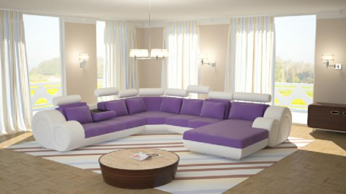 Sofa Designer Wohnlandschaft U-Form Couch Ecksofa mit USB Polster Garnitur Sofas