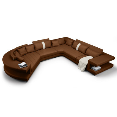 Wohnlandschaft Moderne Sitz Polster Wohnzimmer Polster Ecke Couch USB + Licht