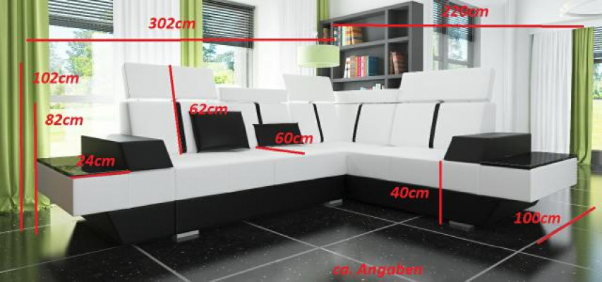 Design Ecksofa + USB Wohnlandschaft Sofa Ecksofa Stoff Leder Maßanfertigung Neu