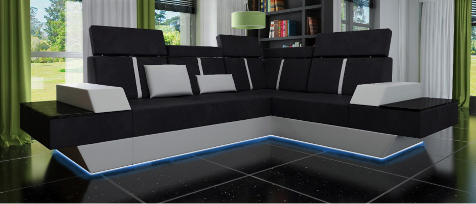 Design Wohnlandschaft Sofa Ecksofa USB Stoff Textil Leder Maßanfertigung Ecksofa