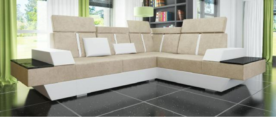 Design Wohnlandschaft Sofa Ecksofa USB Stoff Textil Leder Maßanfertigung Ecksofa