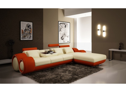 Ledersofa mit USB Wohnlandschaft Ecksofa Eck Garnitur Design Modern Sofa A1163E