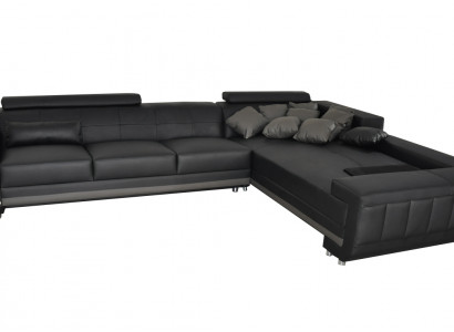Eck Leder Sofa + USB Polster Sitz Garnitur Wohnlandschaft Design XXL L Form Ecke