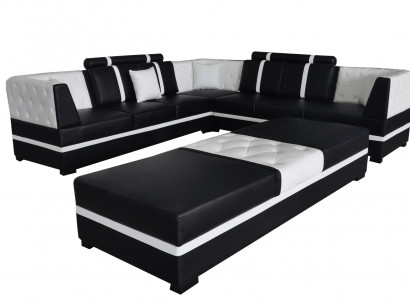Eck Sofa Couch Wohnlandschaft Leder Couchen Polster Ecke Sitz Garnitur