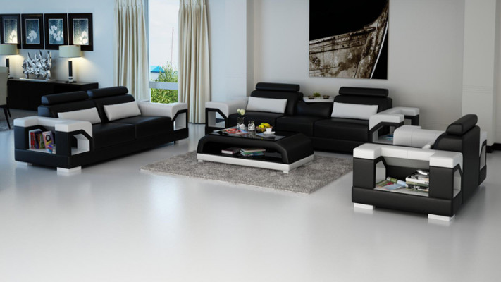 Ledersofa Couch Wohnlandschaft 3+2+1 Sitzer Garnitur Design Modern Sofa mit USB