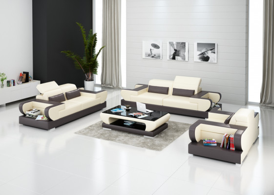 Ledersofa Couch Wohnlandschaft 3+2+1 Sitzer Garnitur Design Modern Sofa mit USB