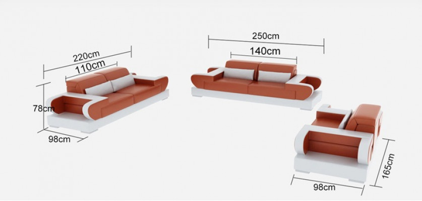 Ledersofa Couch Wohnlandschaft 3+2+1 Sitzer Garnitur Design Modern Sofa mit USB