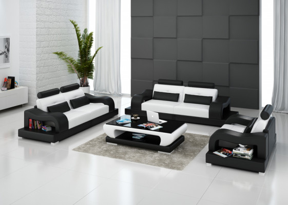 Ledersofa Couch Sofagarnitur Wohnlandschaft 3+2+1 Sitzer Garnitur Design Modern G8005D