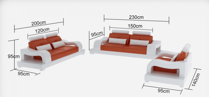 Ledersofa Couch Sofagarnitur Wohnlandschaft 3+2+1 Sitzer Garnitur Design Modern G8005D
