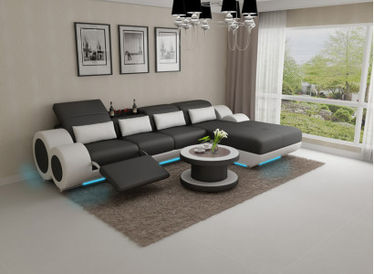 Ledersofa + USB Sofagarnitur Neu Ecksofa Eck Garnitur Design Modern Sofa G8035H