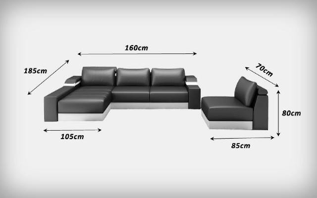 Ecksofa Eck Sofa mit USB Polster Leder Garnitur Wohnlandschaft Chaiselounge