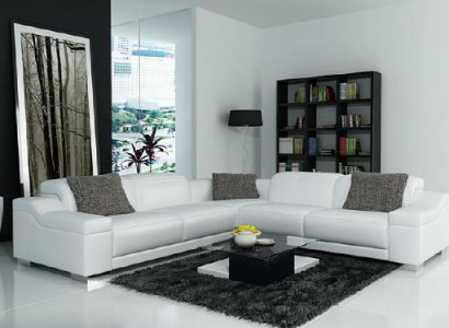 Wohnlandschaft Polster Ecke Eck Sofa mit USB Garnitur Landschaft Leder 2711D
