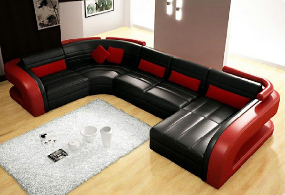 Ledersofa wohnlandschaft couch garnitur polsterecke eckcouch sofa u Form Bergamo