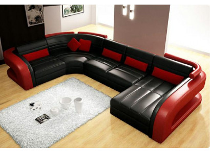 Ledersofa wohnlandschaft couch garnitur polsterecke eckcouch sofa u Form Bergamo