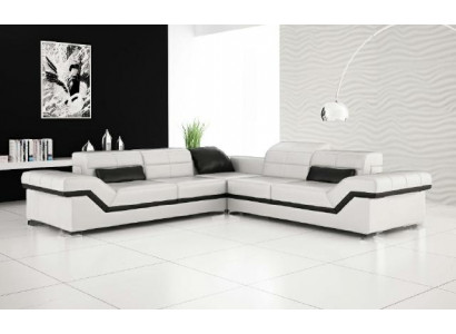 Ledersofa XXL Wohnlandschaft Couch Design Sofa mit USB Ecksofa Sofagarnitur Weiß